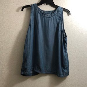Open back chambray gap tank top